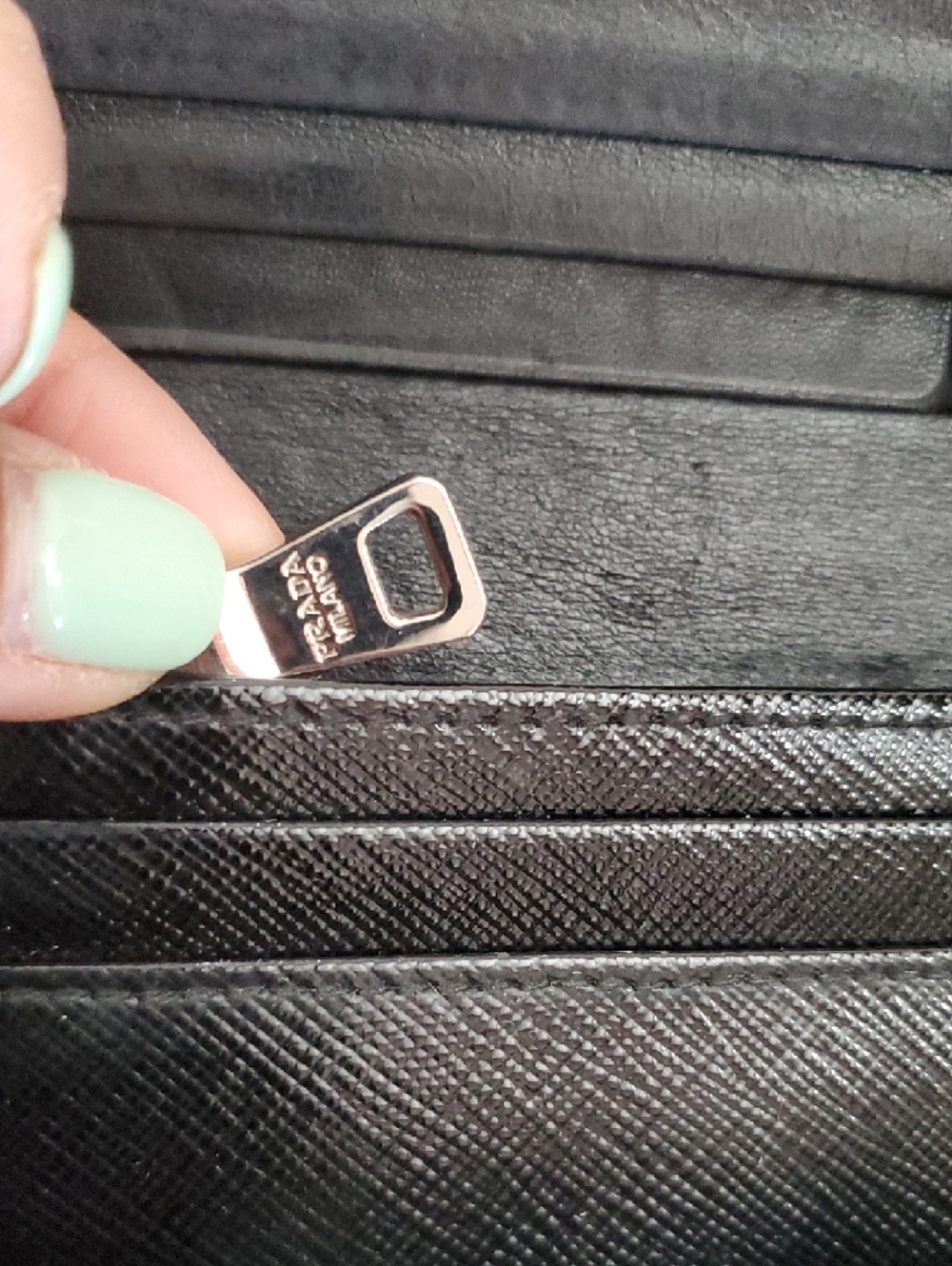 Prada Black Leather Studded Continental Wallet  W/red Lambskin Interior - Picture 3 of 10